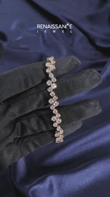 Yellow gold Bezel Set Round Diamond Cluster Tennis Bracelet