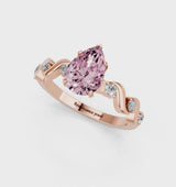 Rose gold Fancy Pink Pear  Solitaire Twisted Band with Prong Setting