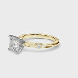 Yellow gold Princess Solitaire Diamond Twisted Band with Four-Prong Setting
