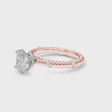 Rose gold Oval Solitaire Twisted Band Prong Set Engagement Ring