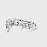White gold Pear Cut Solitaire Diamond Twisted Band with Pave Setting
