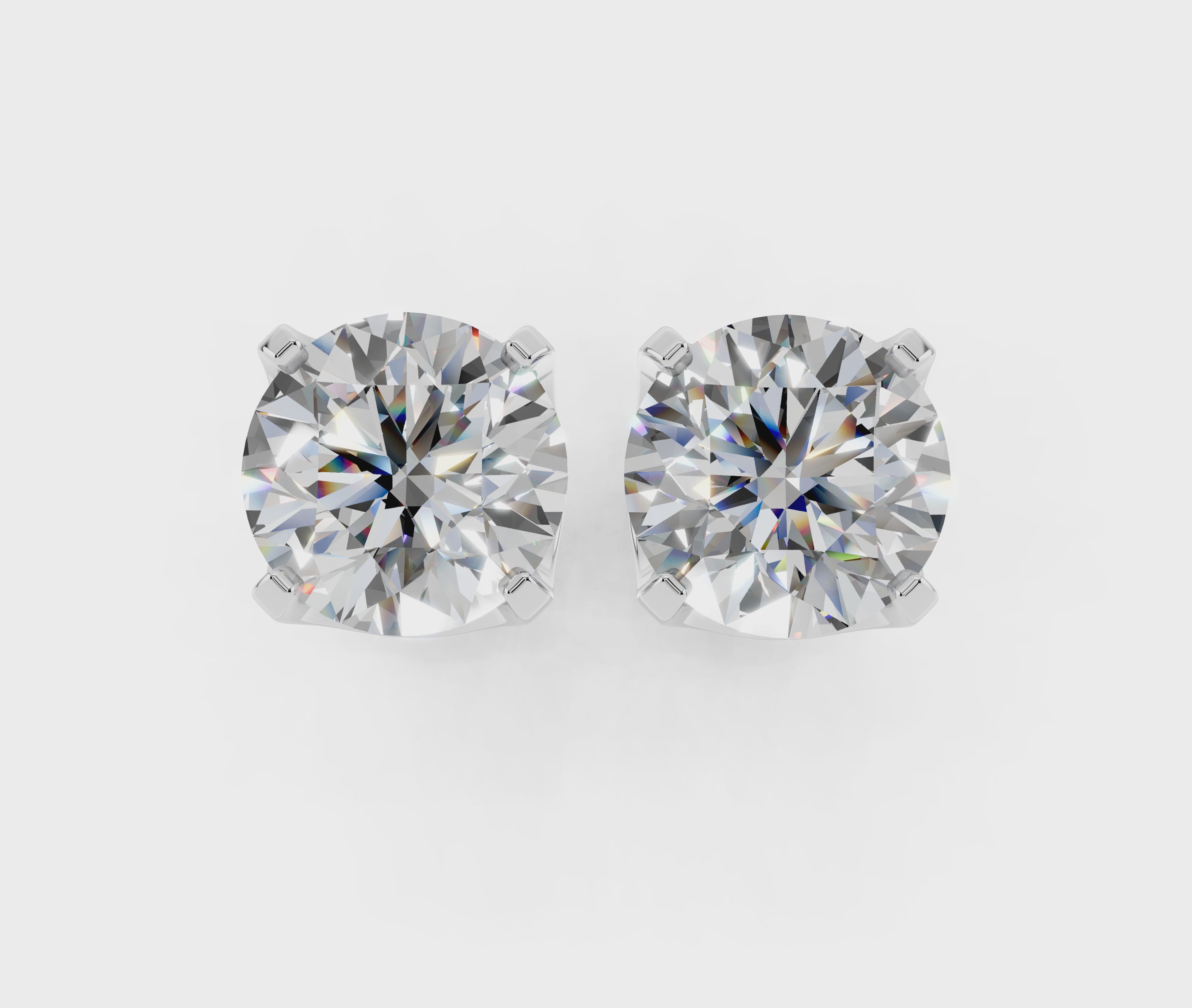 Silver Round Brilliant Diamond Stud Earrings 8
