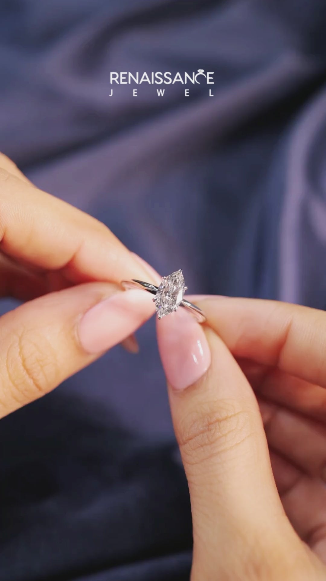 Platinum Marquise Solitaire Engagement Ring with Classic Band and Four-Prong Setting 7