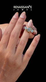Yellow gold Three-Stone Round Diamond Bypass Band with Prong Setting