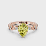 Rose gold Fancy Yellow Pear  Solitaire Twisted Band with Prong Setting