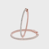 Rose gold Round Cut Pave Diamond Hoop Earrings with Prong Setting