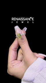 Yellow gold Fancy Yellow Oval Cut Diamond Solitaire Ring with Round  Pavé Band and Prong Setting