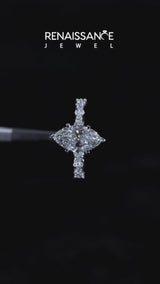 10K White Gold 5.07 Carat F VVS2 Marquise Solitaire with Side Stones, Pave Band, Four-Prong Setting