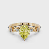 Yellow gold Fancy Yellow Pear  Solitaire Twisted Band with Prong Setting