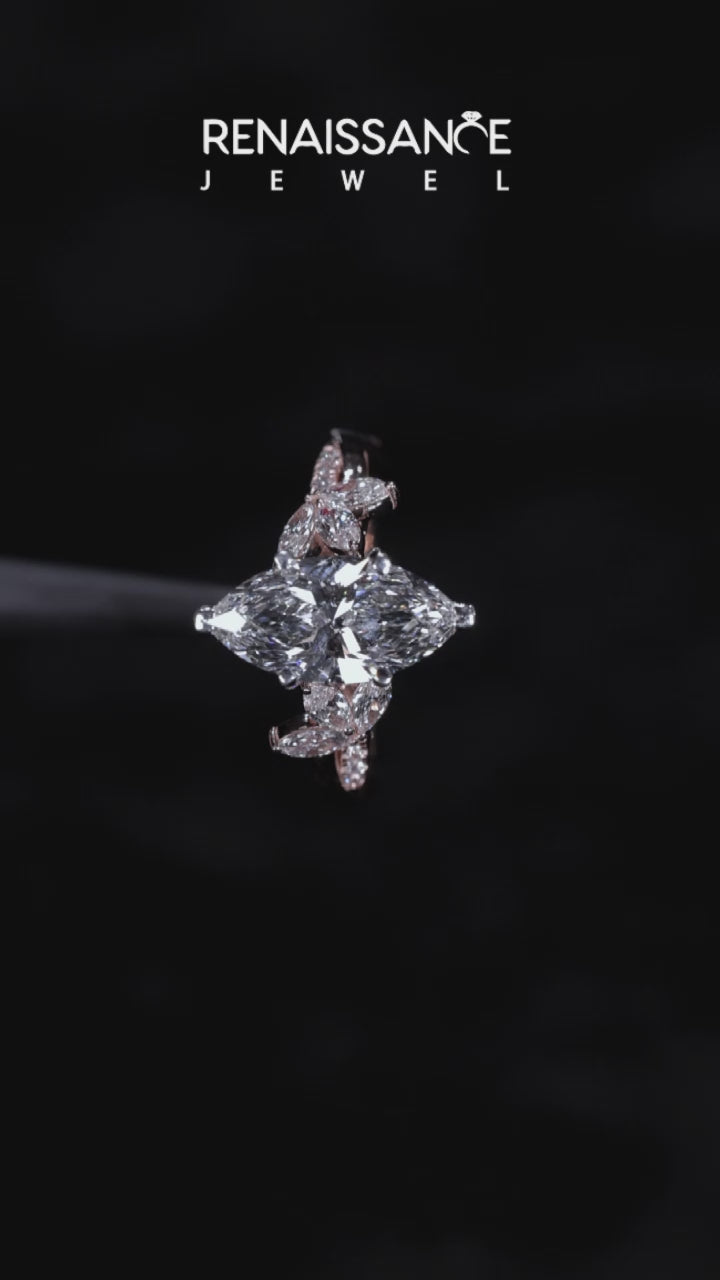 Rose gold Marquise Diamond Floral Vine Solitaire Engagement Ring 7
