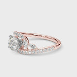 Rose gold Asscher Solitaire with Pavé Twist Band and Four-Prong Setting