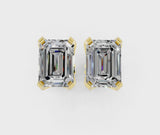 Yellow gold Emerald Cut Diamond Stud Earrings