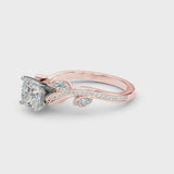 Rose gold Cushion Diamond Swirl Band with Prong Setting