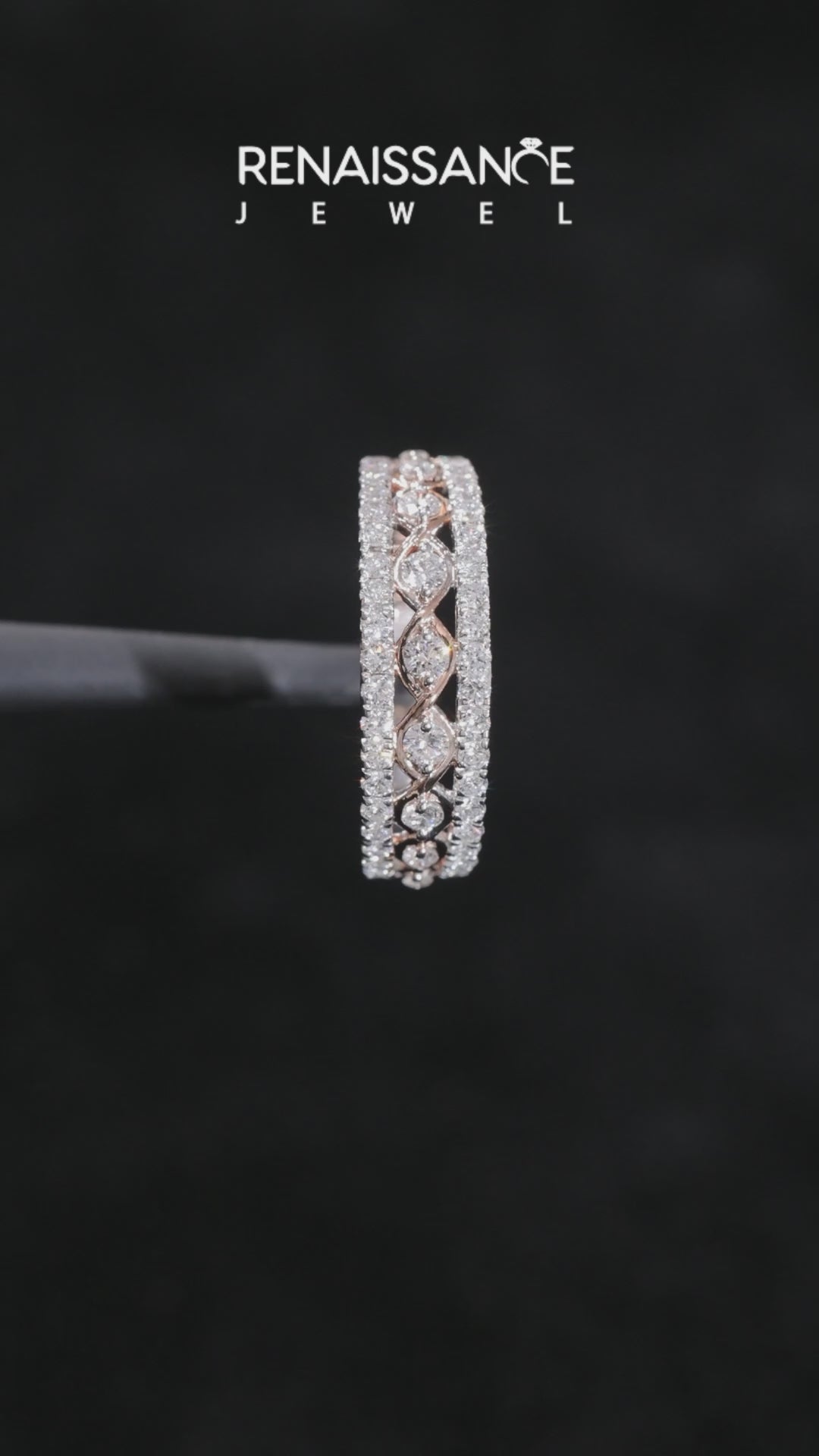 Silver Round Brilliant Diamond Infinity Twist Pave Band with Prong Setting_6