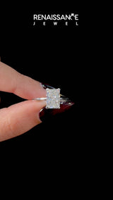 Platinum Radiant Cut Solitaire Ring with Four-Prong Setting and Classic Band