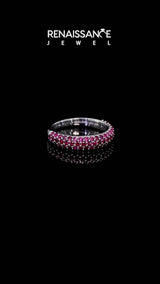 Platinum Round Ruby Pavé Eternity Band with Shared Prong Setting