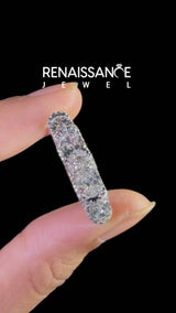 Platinum Oval Diamond Eternity Wedding Band with Round Diamond Accents