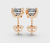 Rose gold Emerald Brilliant Diamond Stud Earrings 5
