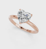 Rose gold Heart Cut Diamond Solitaire Ring with Six-Prong Setting and Classic Band