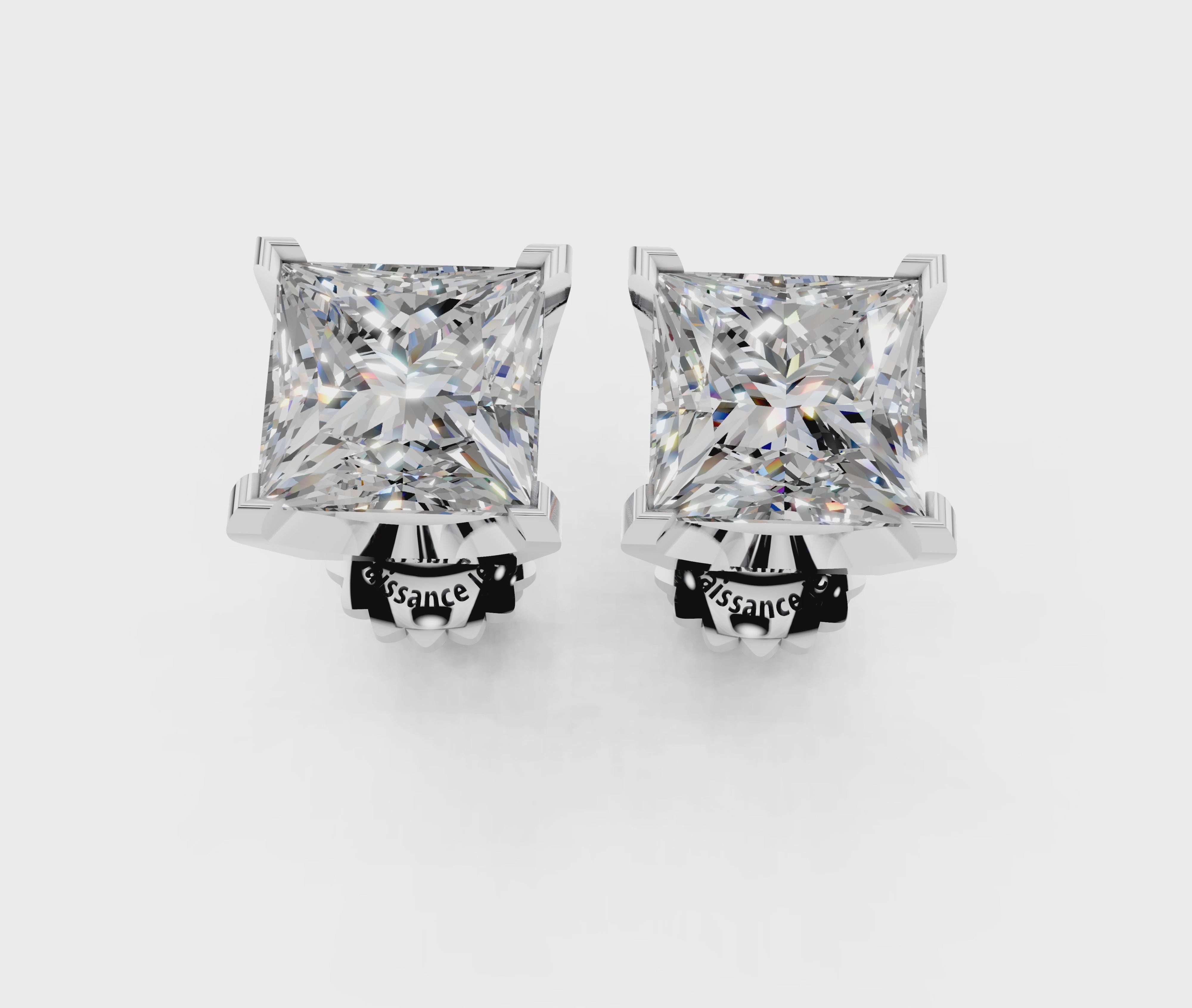 Silver Princess Brilliant Diamond Stud Earrings 4
