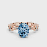 Rose gold Fancy Blue Oval  Solitaire Twisted Band with Prong Setting
