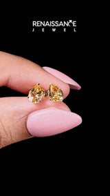 Yellow gold Pear Cut Citrine Stud Earrings
