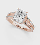 Rose gold Radiant Cut Diamond Solitaire Engagement Ring with Split Shank Pavé Band