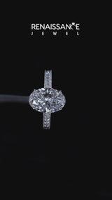 Silver Marquise Cut Cut Diamond Milgrain Pave Band Four-Prong Setting Ring