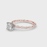 Rose gold Heart Cut Diamond Solitaire Ring with Twisted Band and Pavé Accents