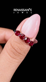 Silver Four-Stone Round Ruby Prong-Set Band