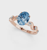 Rose gold Fancy Blue Oval  Solitaire Twisted Band with Prong Setting
