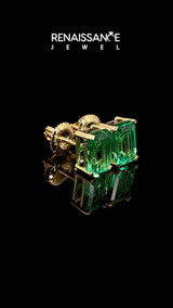 Yellow gold Emerald Cut Emerald Stud Earrings