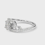 Platinum Oval Solitaire with Pavé Twist Band and Four-Prong Setting