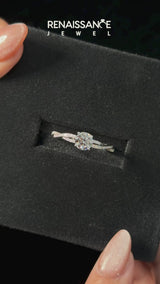 Platinum Round Solitaire Twisted Band Pavé Diamond Ring