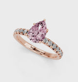 Rose gold Fancy Pink Pear  Solitaire Pave Diamond Engagement Ring with Four-Prong Setting