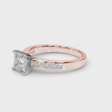 Rose gold Princess Solitaire Diamond Ring with Channel-Set Band and Four-Prong Setting