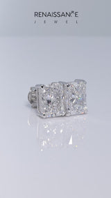 White gold Radiant Cut Diamond Stud Earrings