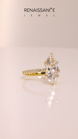 Yellow gold Princess Diamond Pavé Band with Six-Prong Setting