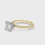 Yellow gold Princess Solitaire Twisted Band Prong Set Engagement Ring