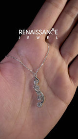 Silver Round Brilliant Diamond Prong Set Pendant