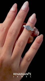 Yellow gold Three-Stone Pear Cut Brilliant Diamond Solitaire Ring with Tapered Band and Four-Prong Setting