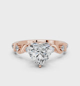 Rose gold Heart Solitaire Twisted Band with Prong Setting