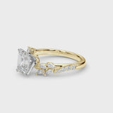 Yellow gold Emerald Solitaire Marquise Twist Band with Six-Prong Setting