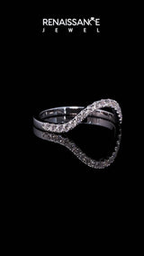Silver Curved Pavé Round Diamond Eternity Band with Shared Prong Setting