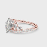 Rose gold Marquise Solitaire with Pavé Twist Band and Four-Prong Setting