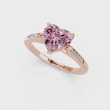 Rose gold Fancy Pink Heart  Cut Channel Set Solitaire Engagement Ring with Four-Prong Setting
