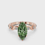 Rose gold Fancy Green Marquise  Solitaire Twisted Band with Prong Setting