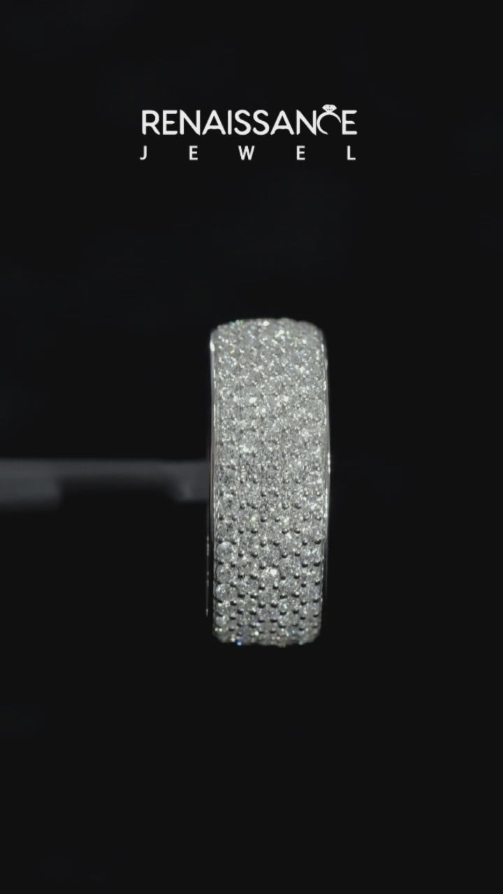 Platinum Pavé Round Diamond Wide Band with Micro-Prong Setting 3