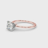 Rose gold Round Cut Diamond Solitaire Engagement Ring with Classic Band and Four-Prong Setting
