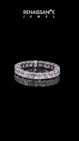 Platinum Asscher cut diamond Eternity Band with Shared Prong Setting